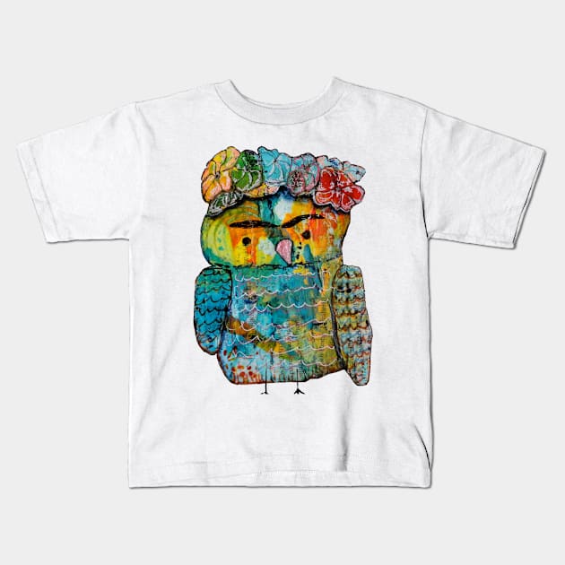 Frida Bird Kids T-Shirt by JennAshton